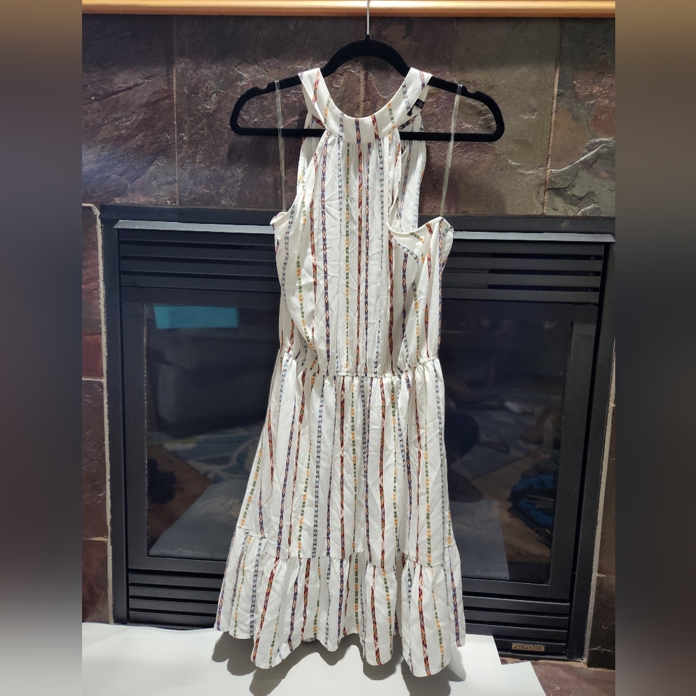 White multi color dress